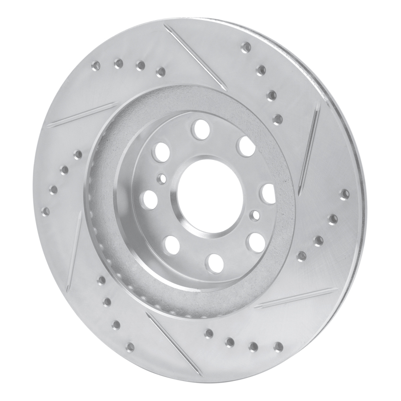 Toyota MR2 Spyder Brake Rotor (1) - Rear Left - R1 Concepts - Drilled & Slotted - Silver - `00-`05
